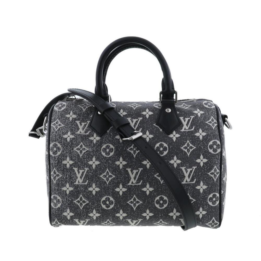 LOUIS VUITTON Speedy Bandolier Bag Handbag Monogram denim Black - Picture 1 of 6
